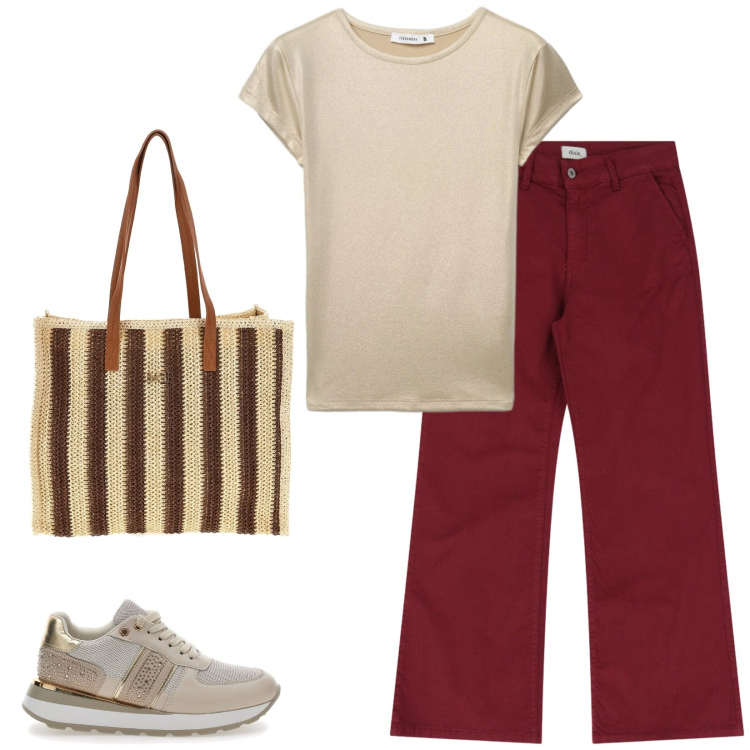 Outfit donna - Total look #2411063. Stile Casual per Tutti i giorni. Abbinamento con t-shirt, jeans, sneakers, borse a spalla.