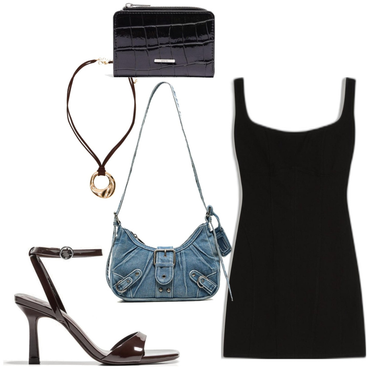 Outfit mujer - De cita. Estilo Chic para Noche/Fiesta elegante. Combinación con bandoleras, monederos, sandalias de tacón, vestidos, colgantes.