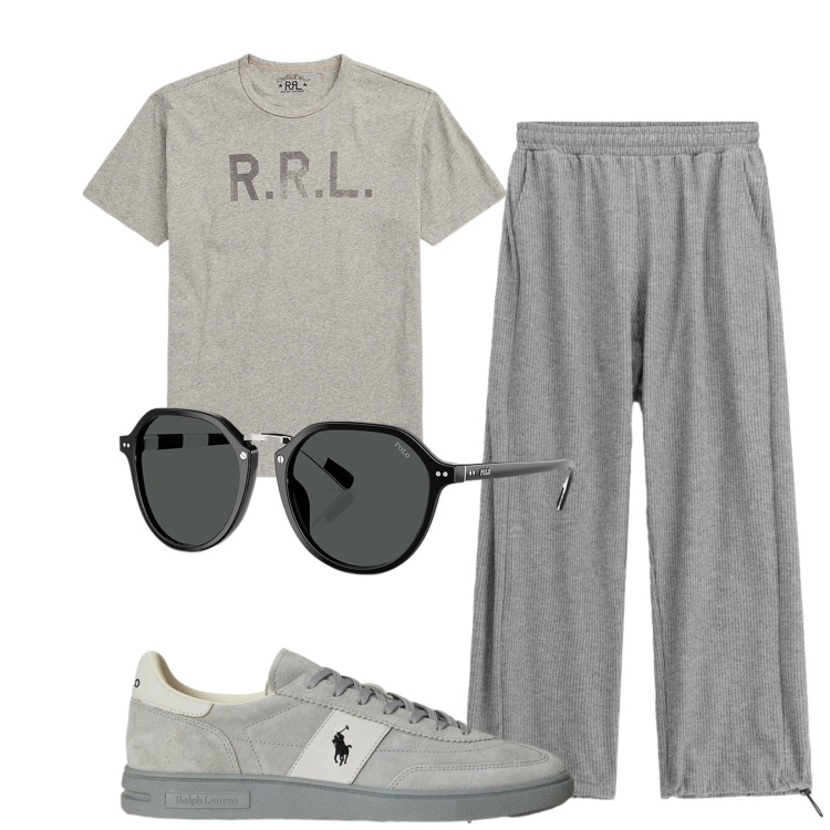 Outfit uomo - Total look #2411071. Stile Casual per Sport. Abbinamento con pantaloni, t-shirt, occhiali da sole, sneakers.