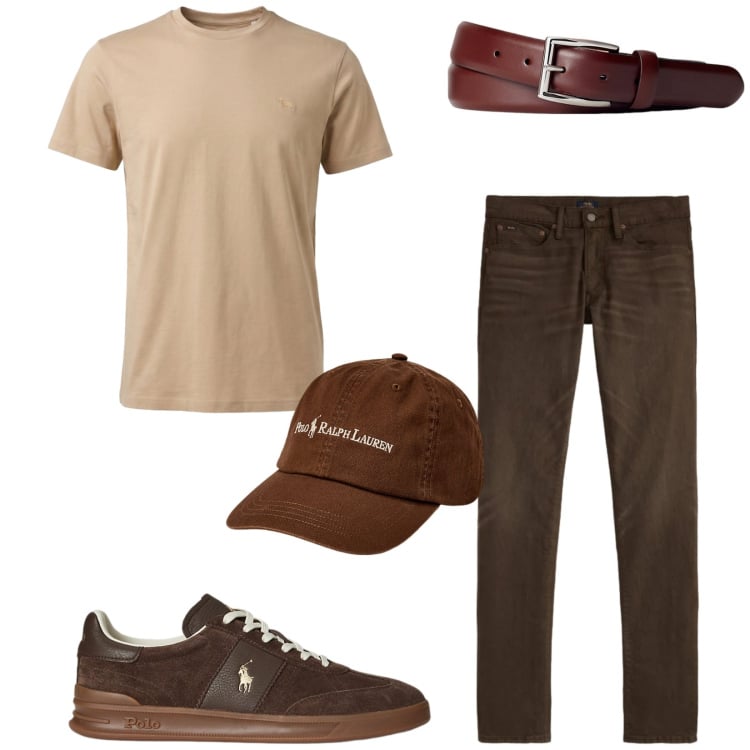 Outfit uomo - Total look #2411075. Stile Trendy per Tutti i giorni. Abbinamento con t-shirt, cinture, cappelli, sneakers, jeans.