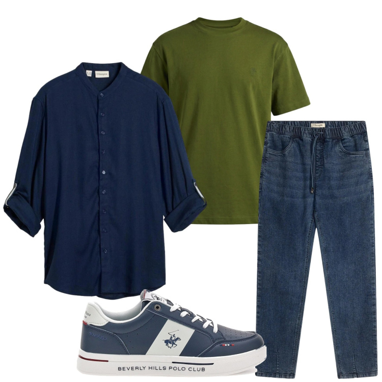 Outfit uomo - Total look #2411077. Stile Trendy per Serata speciale. Abbinamento con jeans dritti, camicie, t-shirt, sneakers.