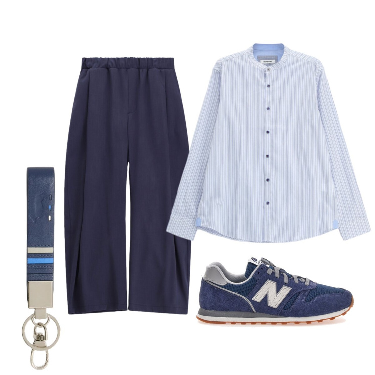 Outfit uomo - Libertà e eleganza rilassata. Stile Trendy per Tutti i giorni. Abbinamento con pantaloni, camicie, portachiavi, sneakers.