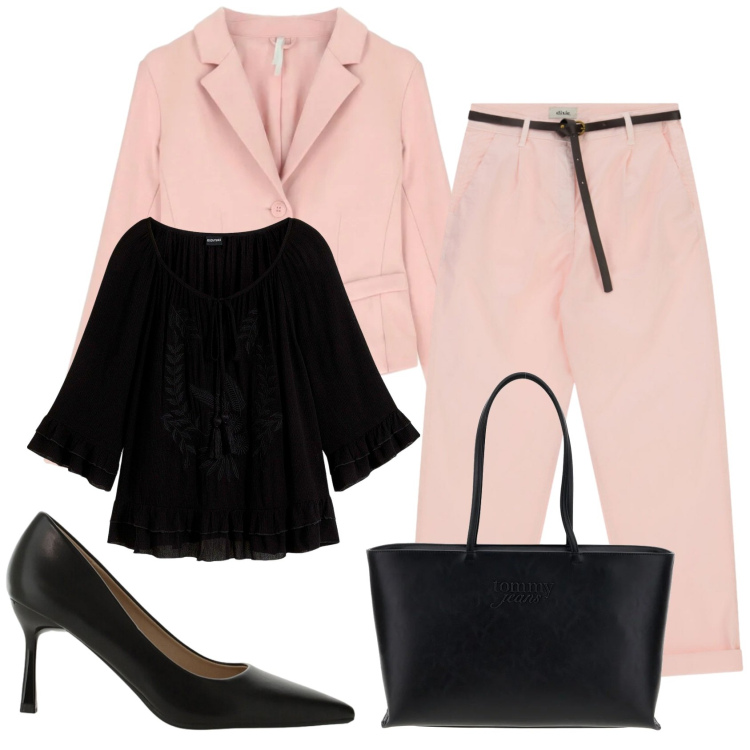 Outfit donna - Total look #2411112. Stile Romantica per Serata fuori. Abbinamento con tuniche, décolleté, blazer, pantaloni, borse a spalla.
