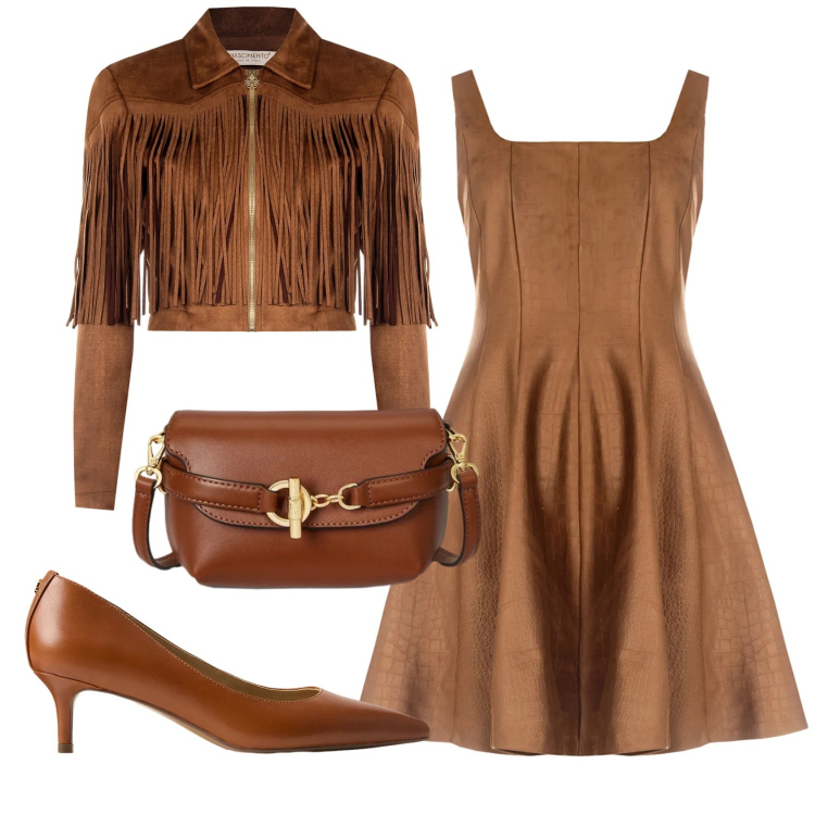 Outfit donna - Total look #2411136. Stile Trendy per Ufficio. Abbinamento con giacche, vestiti corti, décolleté, borse a tracolla.