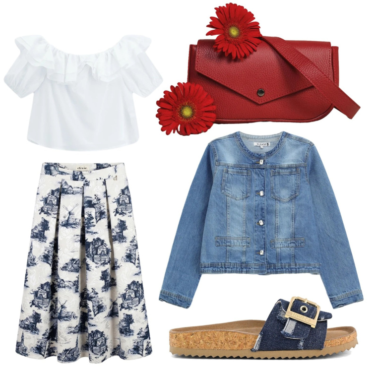 Outfit donna - La gonna vaporosa. Stile Trendy per Tutti i giorni. Abbinamento con blazer, bluse, borse a tracolla, gonne longuette, sandali.