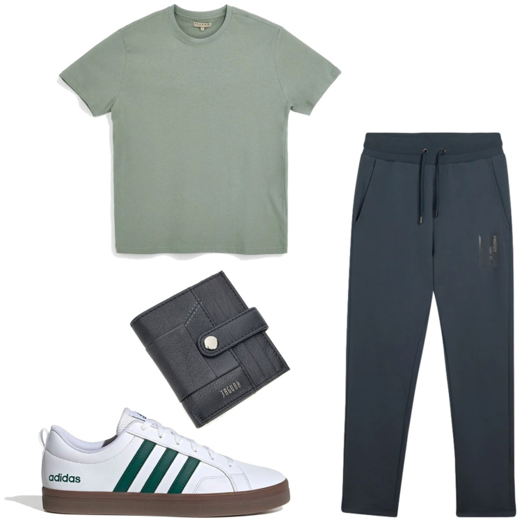Outfit uomo - Total look #2411174. Stile Urban per Sport. Abbinamento con pantaloni, portafogli, sneakers, t-shirt.