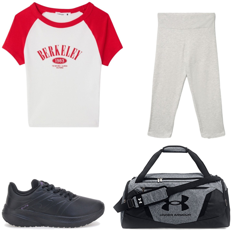 Outfit donna - Total look #2411191. Stile Sporty chic per Sport. Abbinamento con t-shirt sportive, leggings, borse sportive, scarpe sportive.