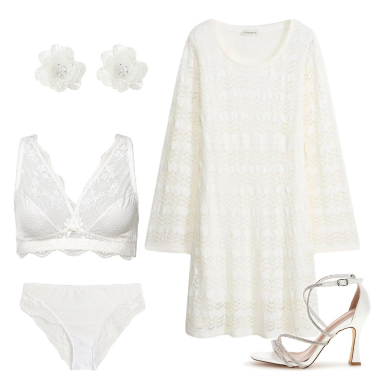 Outfit donna - Sposa di giugno. Stile Boho per Cerimonia. Abbinamento con vestiti, jeans skinny blu, culotte, orecchini, sandali col tacco.