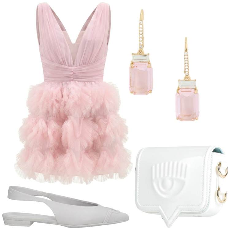 Outfit donna - L\'essenziale è invisibile agli occhi. Stile Romantica per Serata fuori. Abbinamento con ballerine, marsupi, vestiti corti, orecchini.