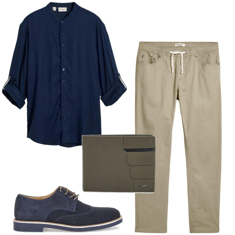 Outfit uomo - Spritz. Stile Casual per Serata speciale. Abbinamento con pantaloni, camicie, scarpe stringate, portafogli.
