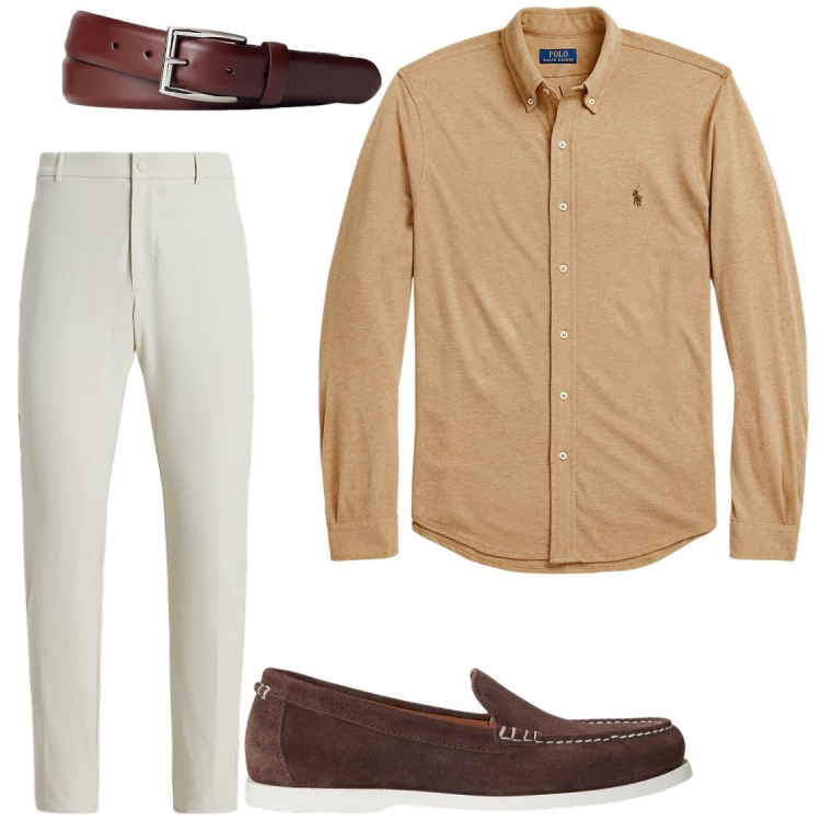 Outfit uomo - Pantaloni stretch traspirante. Stile Business/Elegante per Ufficio. Abbinamento con camicie, cinture, pantaloni, scarpe stringate.