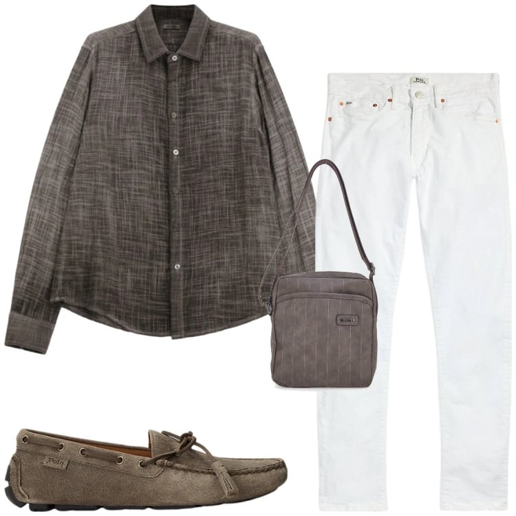 Outfit uomo - Total look #2411359. Stile Trendy per Serata speciale. Abbinamento con camicie, jeans, scarpe stringate, portafogli.
