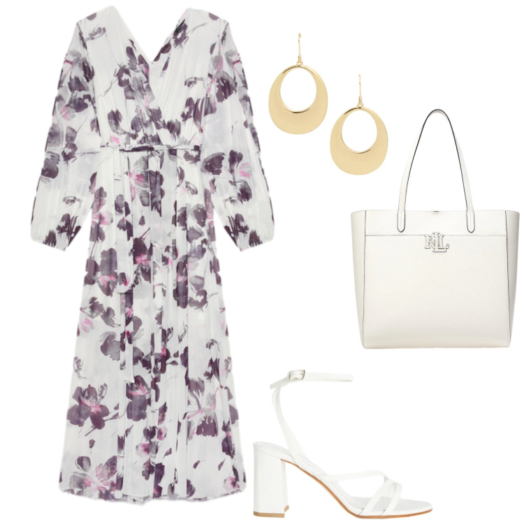 Outfit donna - Total look #2411388. Stile Glamour per Cerimonia. Abbinamento con sandali in pelle, vestiti lunghi, borse tote, orecchini.