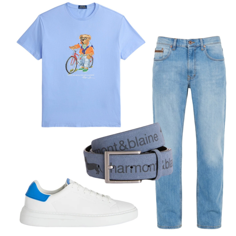 Outfit uomo - Total look #2411424. Stile Casual per Tutti i giorni. Abbinamento con jeans, cinture, sneakers, t-shirt.