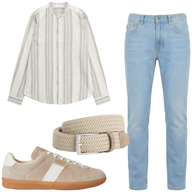 Outfit uomo - Total look #2411439. Stile Casual per Tutti i giorni. Abbinamento con camicie, cinture, jeans, sneakers.