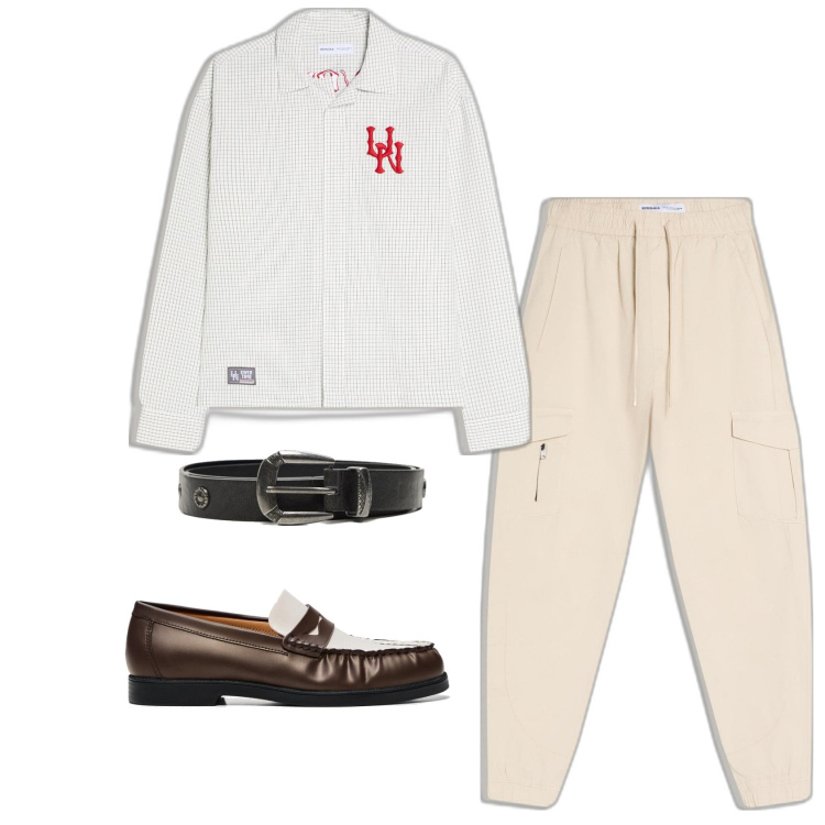 Outfit hombre - Urban look. Estilo Urban para Todos los días. Combinación con pantalones cargo, camisas, zapatos con cordones, cinturones.