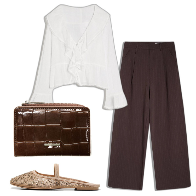 Outfit mujer - Chic outfit. Estilo Chic para Todos los días. Combinación con pantalones, blusas, bailarinas, monederos.