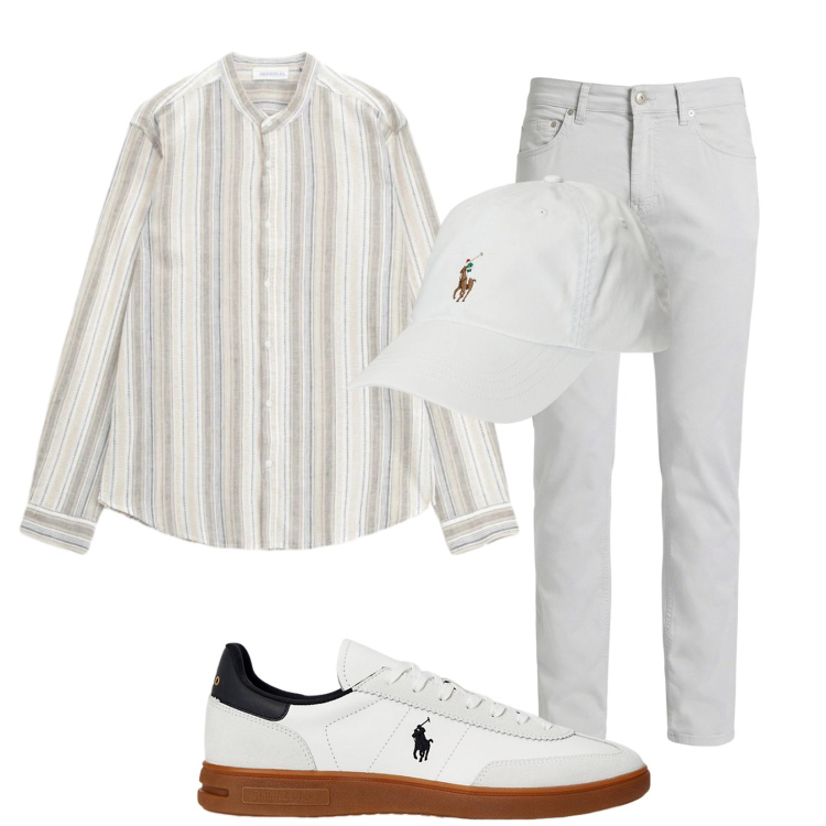 Outfit uomo - La camicia a righe. Stile Trendy per Tutti i giorni. Abbinamento con camicie, pantaloni, cappelli, sneakers.