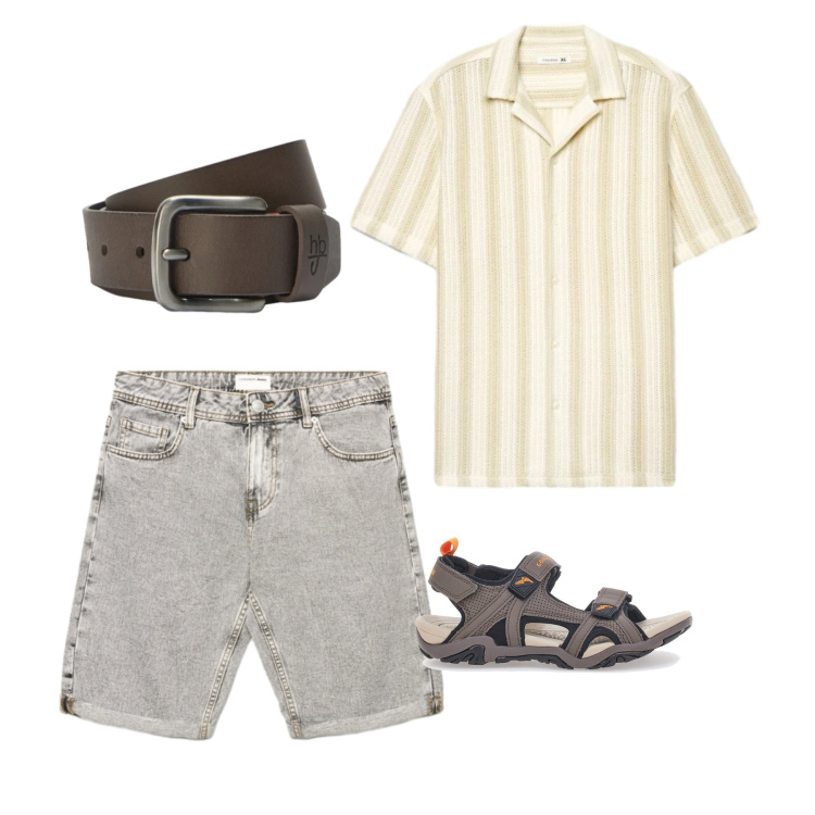 Outfit uomo - Desert Explorer. Stile Urban per Tutti i giorni. Abbinamento con shorts, camicie a manica corta, cinture, sandali.