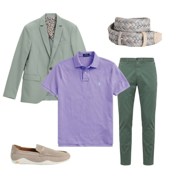 Outfit uomo - giovane manager. Stile Business/Elegante Abbinamento con cinture, pantaloni chino, scarpe stringate, giacche, polo.