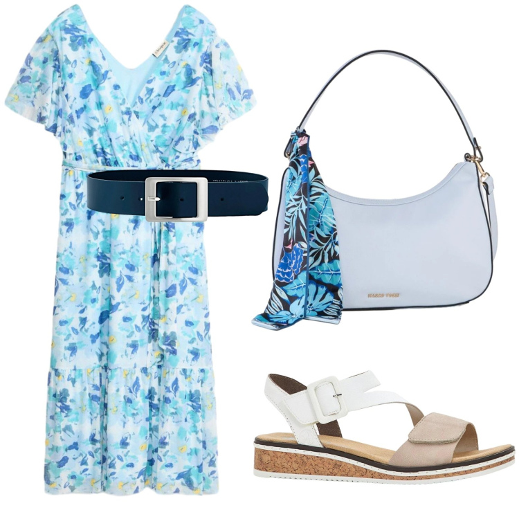 Outfit donna - bonprix - Endless Summer. Stile Glamour per Mare. Abbinamento con vestiti midi/longuette, sandali, cinture, borse a mano.
