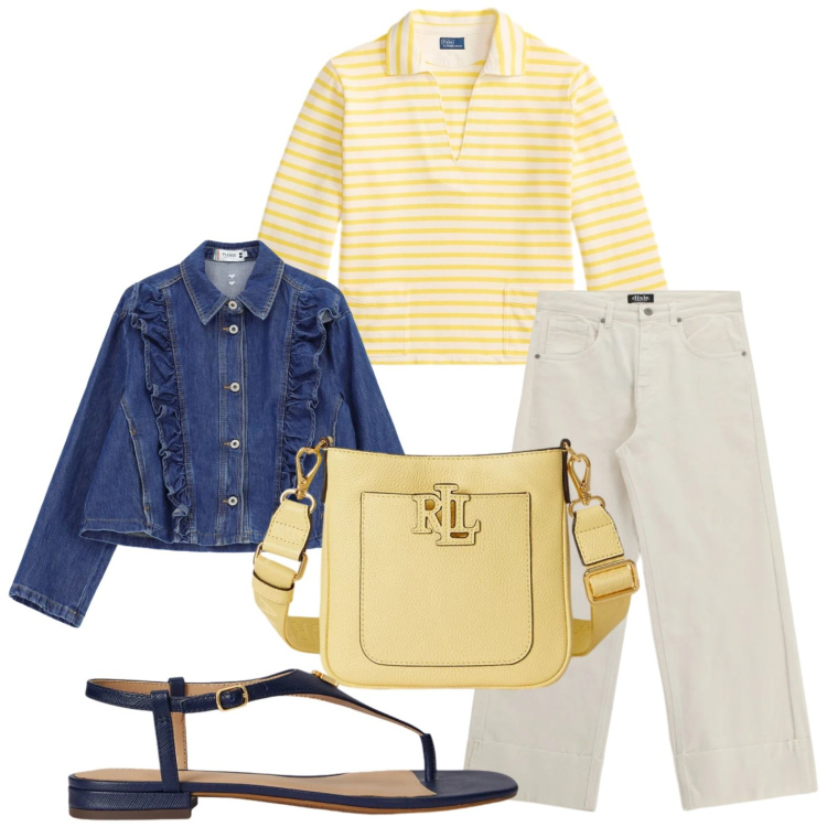 Outfit donna - T-shirt raggio di sole. Stile Glamour per Tutti i giorni. Abbinamento con blazer, jeans, sandali in pelle, t-shirt, borse a tracolla.
