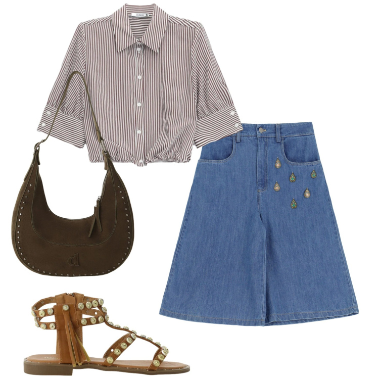 Outfit donna - Total look #2411752. Stile Casual per Tutti i giorni. Abbinamento con sandali, camicie, bermuda, cappotti.
