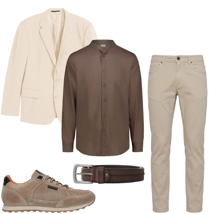 Outfit uomo - Total look #2411788. Stile Urban per Ufficio. Abbinamento con giacche, cinture, pantaloni, camicie, sneakers.