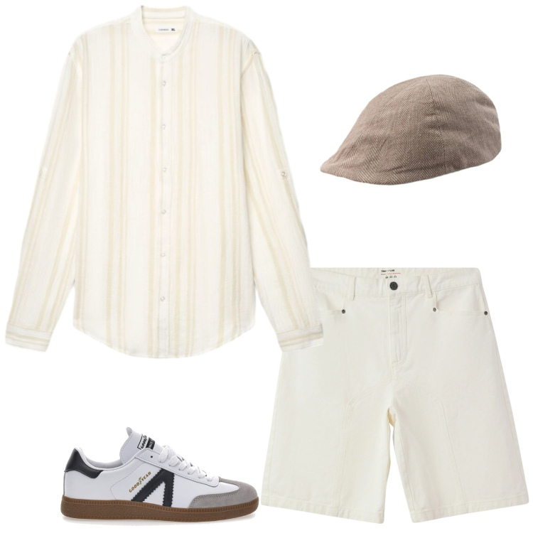 Outfit uomo - Fresco. Stile Casual per Tutti i giorni. Abbinamento con bermuda, camicie, cappelli e berretti, sneakers.