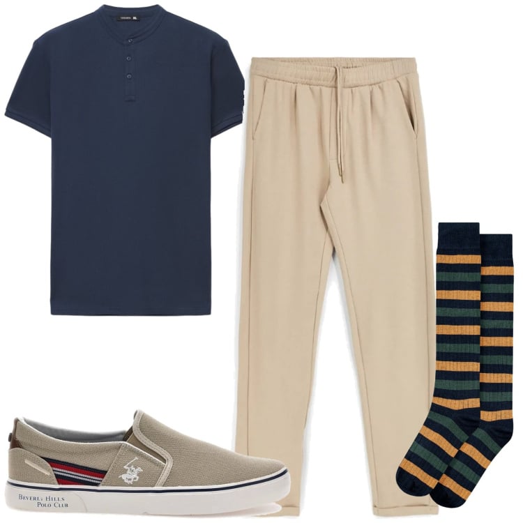 Outfit uomo - Total look #2411813. Stile Casual per Tutti i giorni. Abbinamento con polo, calzini, pantaloni, scarpe stringate.