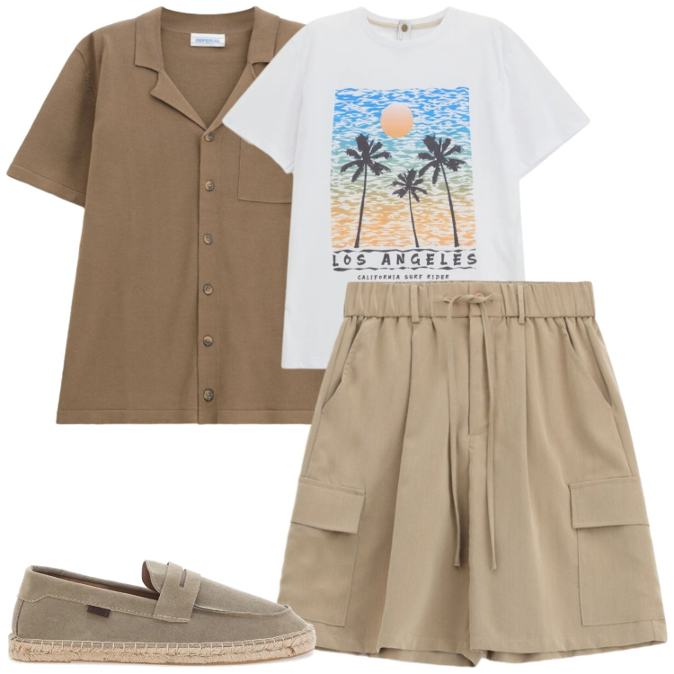 Outfit uomo - Imperial. Stile Casual per Tutti i giorni. Abbinamento con t-shirt, camicie a manica corta, bermuda, espadrillas.