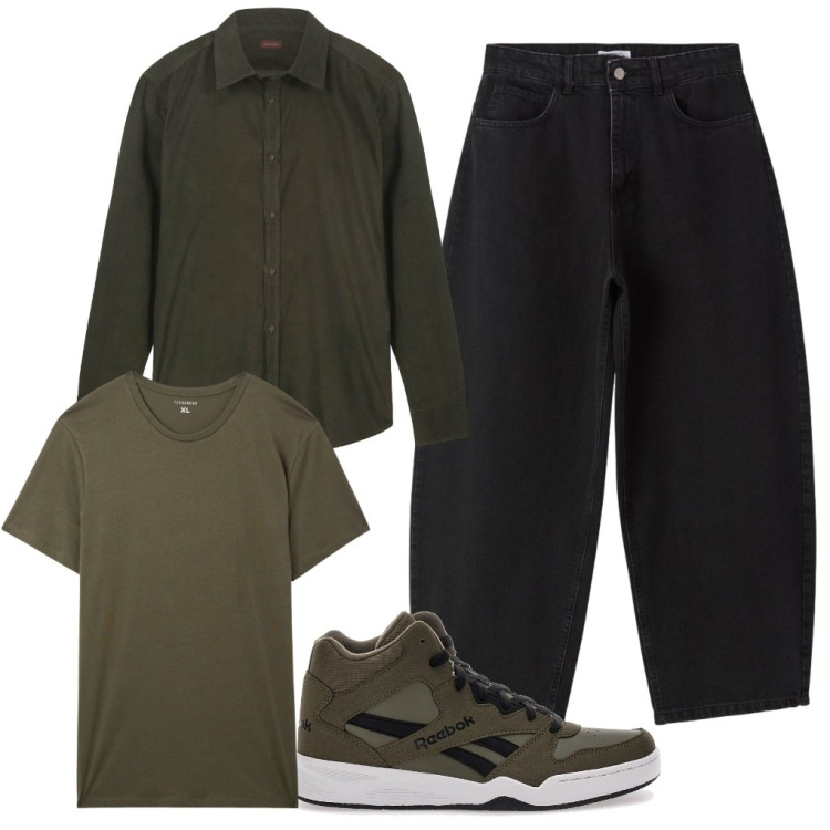 Outfit uomo - G. Fuori servizio. Stile Urban per Tutti i giorni. Abbinamento con t-shirt, jeans, camicie, sneakers.