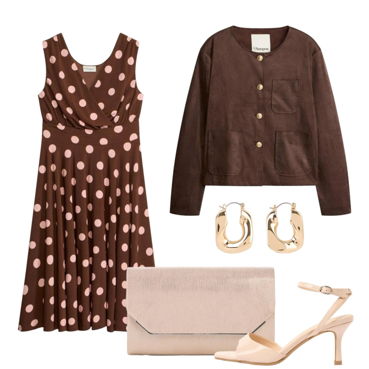 Outfit donna - Pretty Woman. Stile Bon Ton per Tutti i giorni. Abbinamento con vestiti, sandali col tacco, orecchini, blazer, pochette.