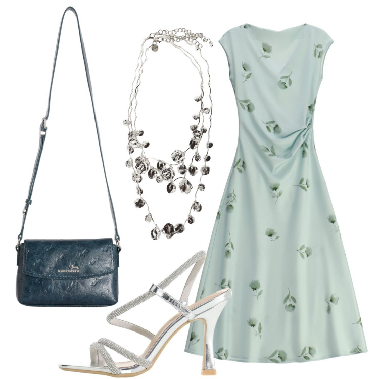 Outfit donna - Cerimonia di giugno. Stile Chic per Cerimonia. Abbinamento con vestiti midi/longuette, sandali col tacco, borse a tracolla, collane.