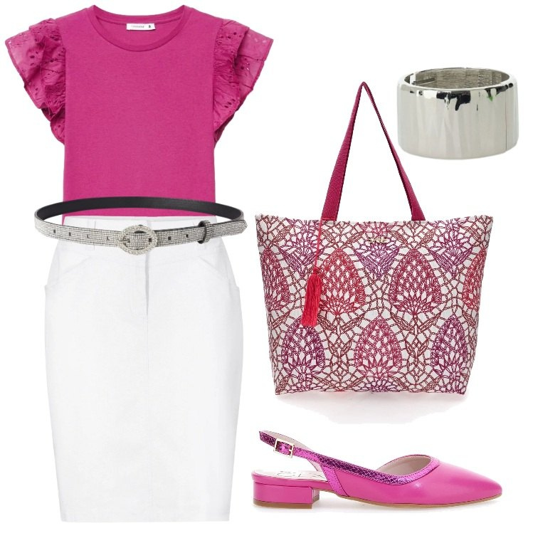 Outfit donna - Ballerine per ogni occasione. Stile Casual chic per Tutti i giorni. Abbinamento con gonne, cinture, t-shirt, braccialetti, shopping bag, ballerine.