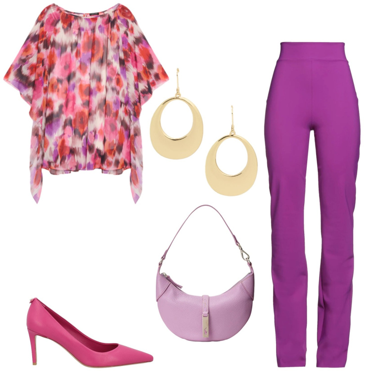 Outfit donna - Total look #2411952. Stile Chic per Serata fuori. Abbinamento con leggings, décolleté, tuniche, borse a spalla, orecchini.