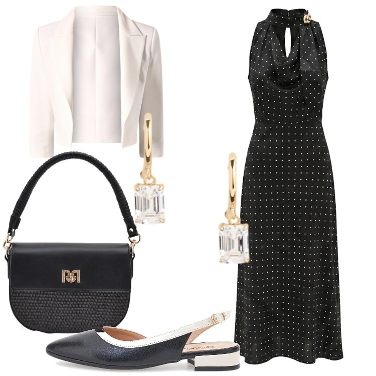 Outfit donna - Giugno con le ballerine - @antonellal. Stile Bon Ton per Cerimonia. Abbinamento con vestiti midi/longuette, blazer, borse a spalla, orecchini, ballerine.