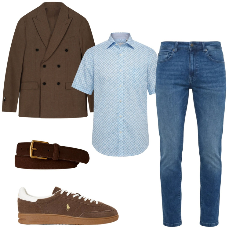 Outfit uomo - Total look #2411990. Stile Business/Elegante per Serata speciale. Abbinamento con jeans slim fit, camicie a manica corta, giacche, sneakers, cinture.