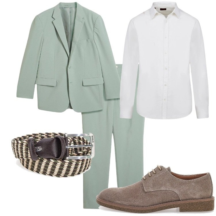 Outfit uomo - Giugno - ufficio. Stile Business/Elegante per Ufficio. Abbinamento con abiti, camicie, scarpe stringate, cinture.
