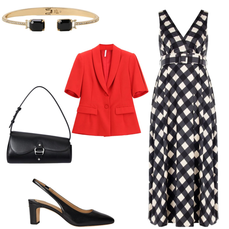 Outfit donna - Total look #2412033. Stile Chic per Cerimonia. Abbinamento con vestiti lunghi, blazer, décolleté, borse a spalla, braccialetti.