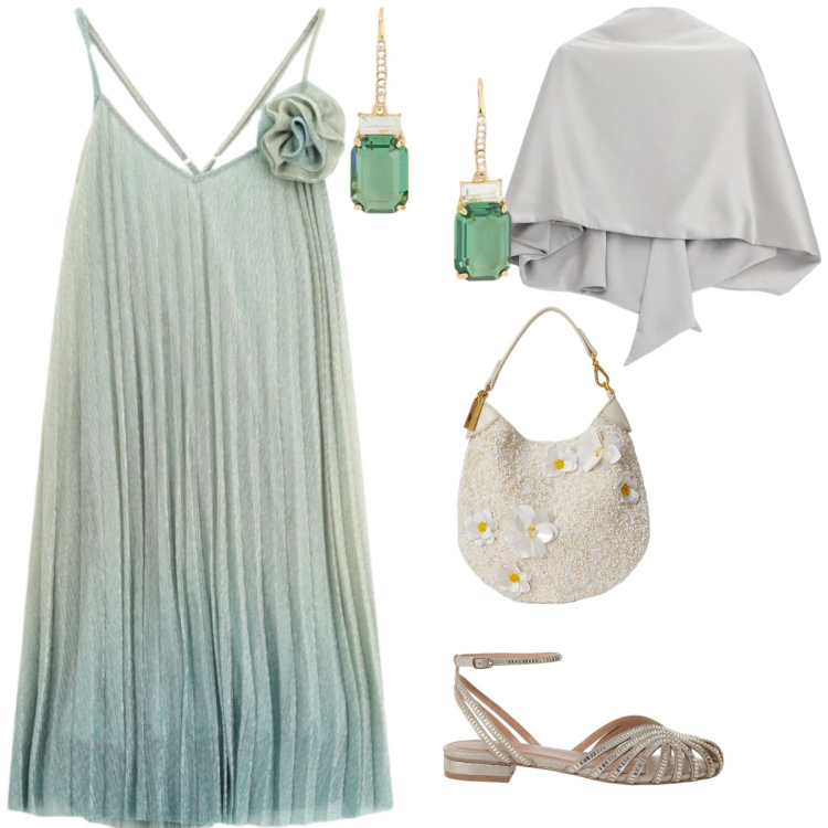 Outfit donna - Serate estive. per Serata fuori. Abbinamento con scialli, pochette, orecchini, sandali, vestiti corti.