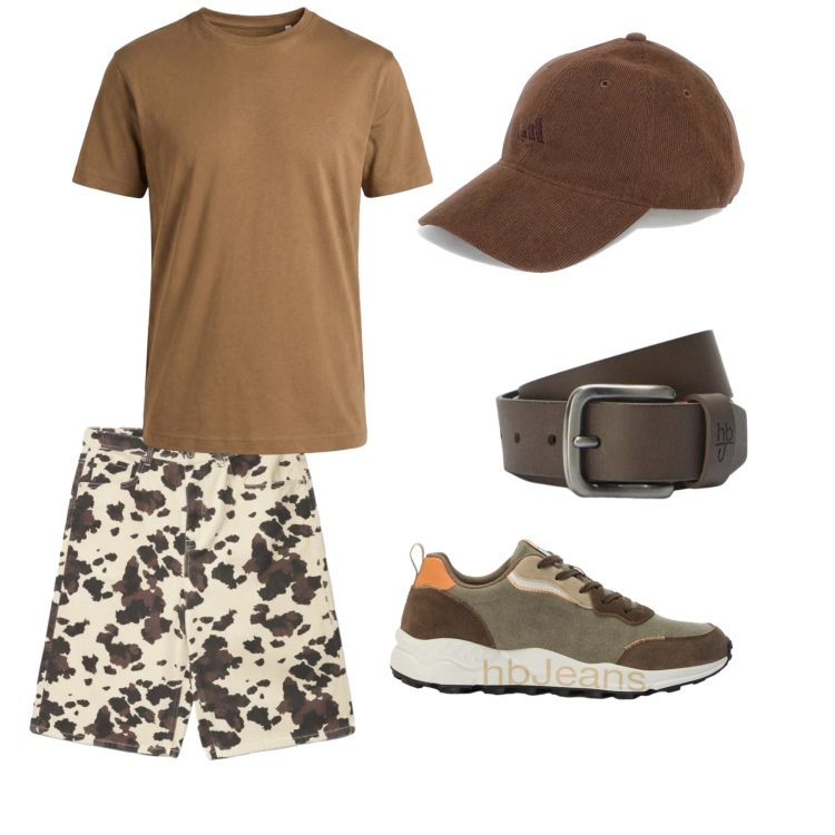 Outfit uomo - Safari Urbano. Stile Urban per Tutti i giorni. Abbinamento con bermuda, t-shirt, sneakers, cinture, cappelli con visiera.