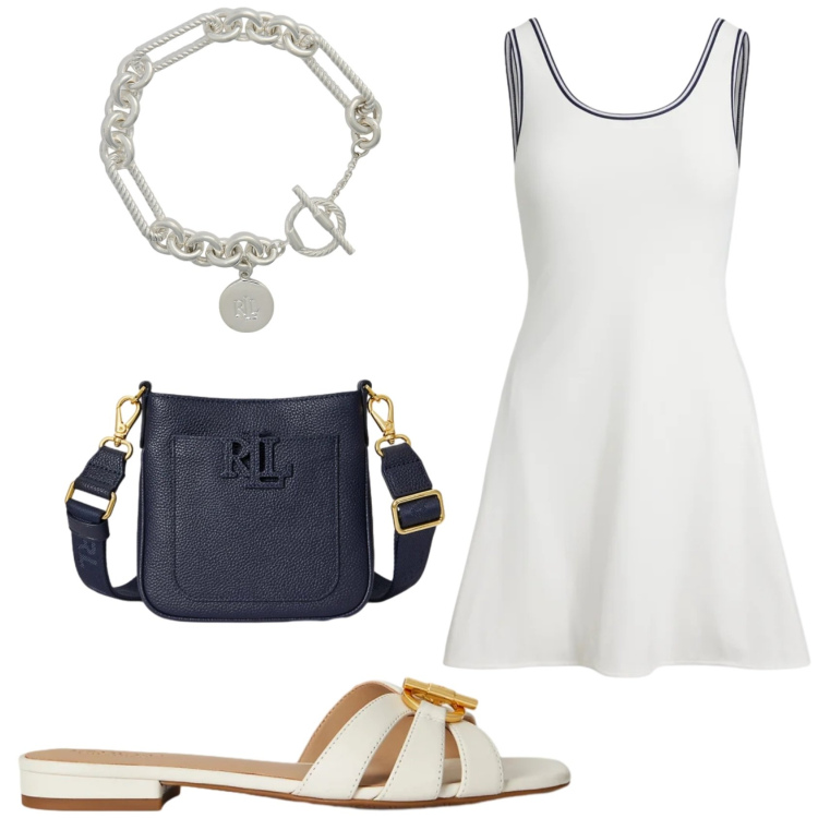 Outfit donna - I sandali bassi a ciabatta. Stile Casual chic per Tutti i giorni. Abbinamento con vestiti corti, braccialetti, borse a tracolla, ciabatte.