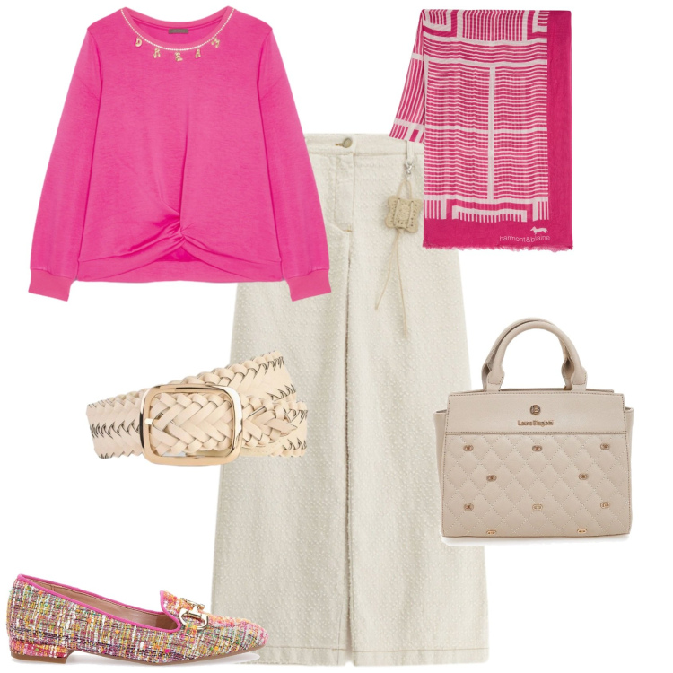 Outfit donna - Casual chic ogni giorno. Stile Casual chic per Tutti i giorni. Abbinamento con cinture, sciarpe, pantaloni a palazzo, felpe, mocassini, borse a mano.