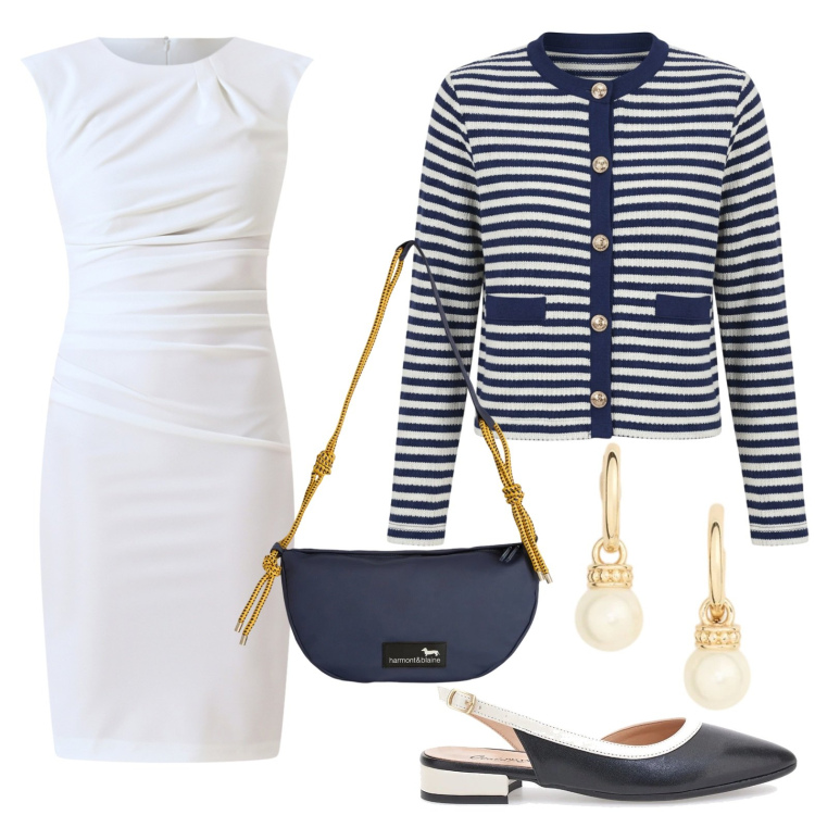Outfit donna - Giugno con le ballerine. Stile Chic per Ufficio. Abbinamento con vestiti a tubino, cardigans, borse a tracolla, orecchini, ballerine.