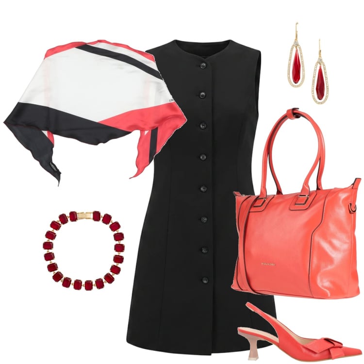Outfit donna - Gemelli. Stile Bon Ton per Serata fuori. Abbinamento con décolleté, stole, zaini, vestiti corti, braccialetti, orecchini.