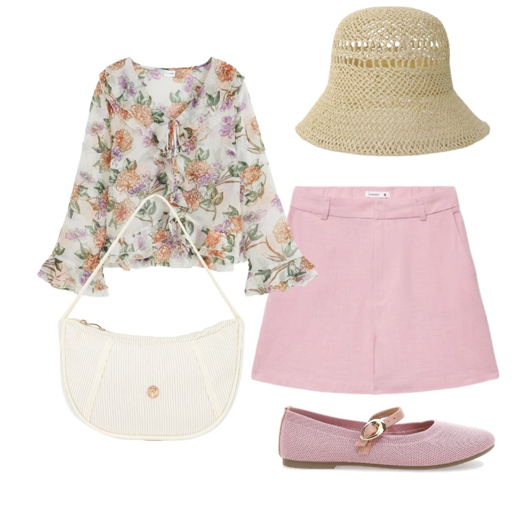 Outfit donna - Romantico giugno…. Stile Romantica per Tutti i giorni. Abbinamento con bluse, bermuda, cappelli, borse a mano, ballerine.