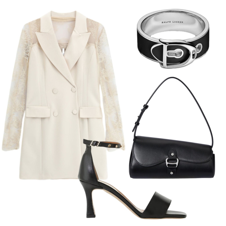 Outfit donna - Il vestito imperial. Stile Casual per Serata fuori. Abbinamento con vestiti corti, sandali col tacco, borse a spalla, anelli.