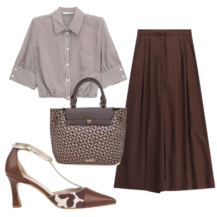 Outfit donna - Total look #2412216. Stile Basic per Ufficio. Abbinamento con décolleté, pantaloni a palazzo, camicie, borse a mano.