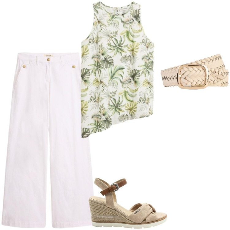 Outfit donna - Total look #2412243. Stile Casual per Tutti i giorni. Abbinamento con pantaloni, sandali col tacco, cinture, canottiere.